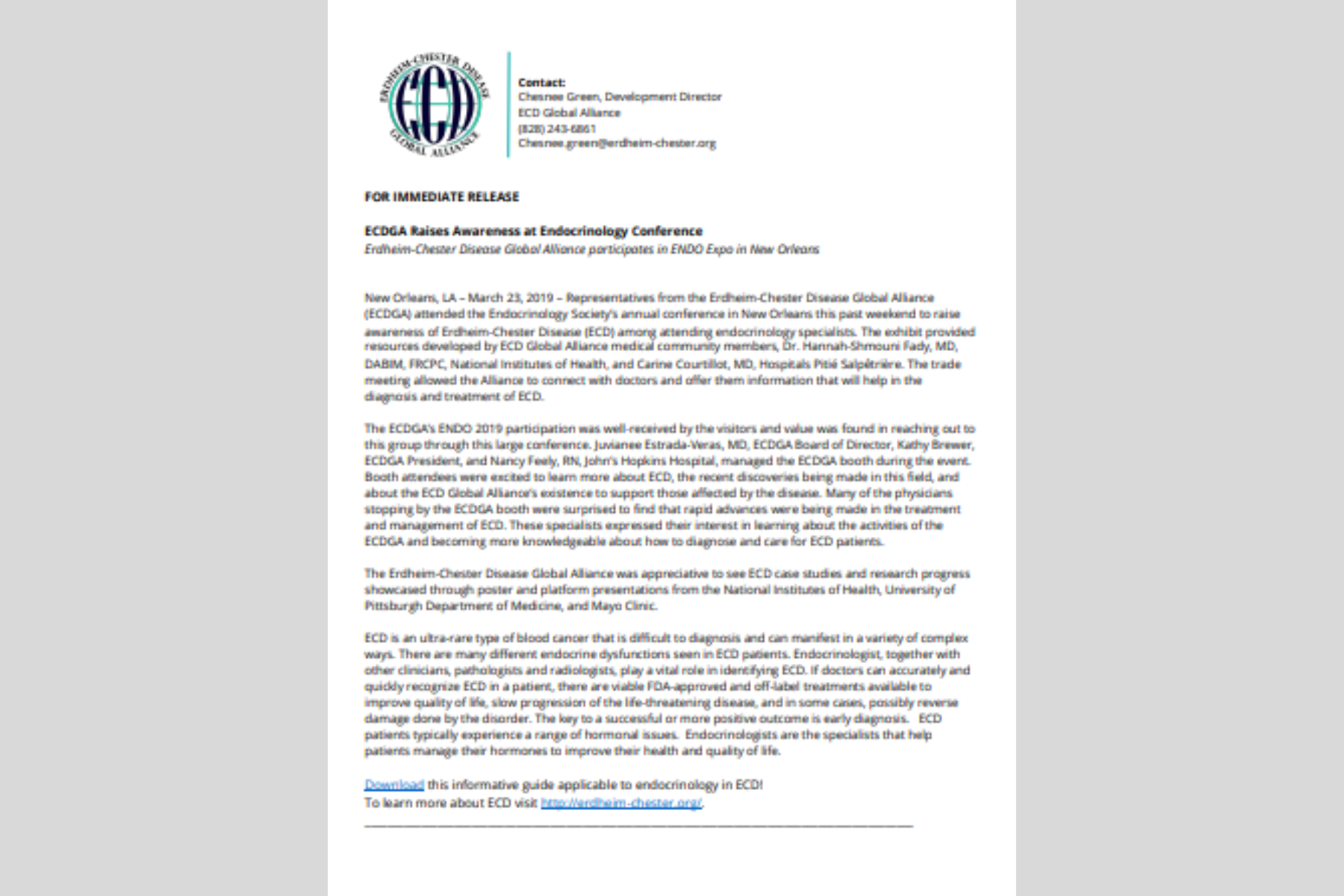 ECDGA Aumenta a conscientização na Conferência de Endocrinologia