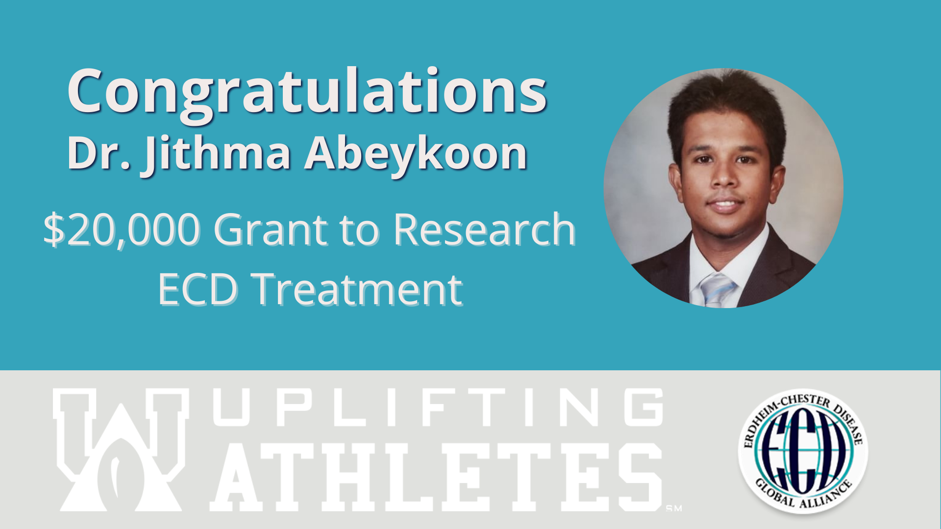 Uplifting Athletes premia ECD Pesquisador da Aliança Global com subsídio de US$ 20 mil