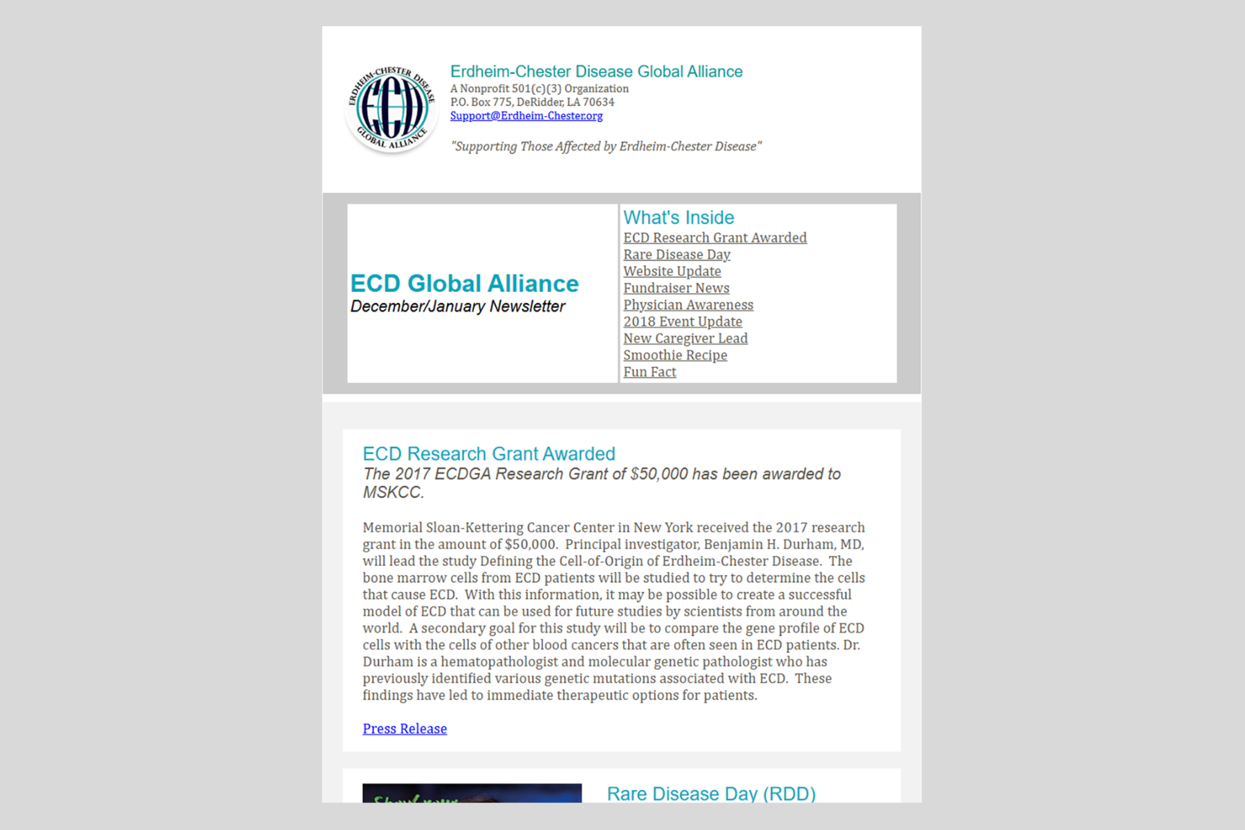 दिसंबर/जनवरी न्यूज़लेटर