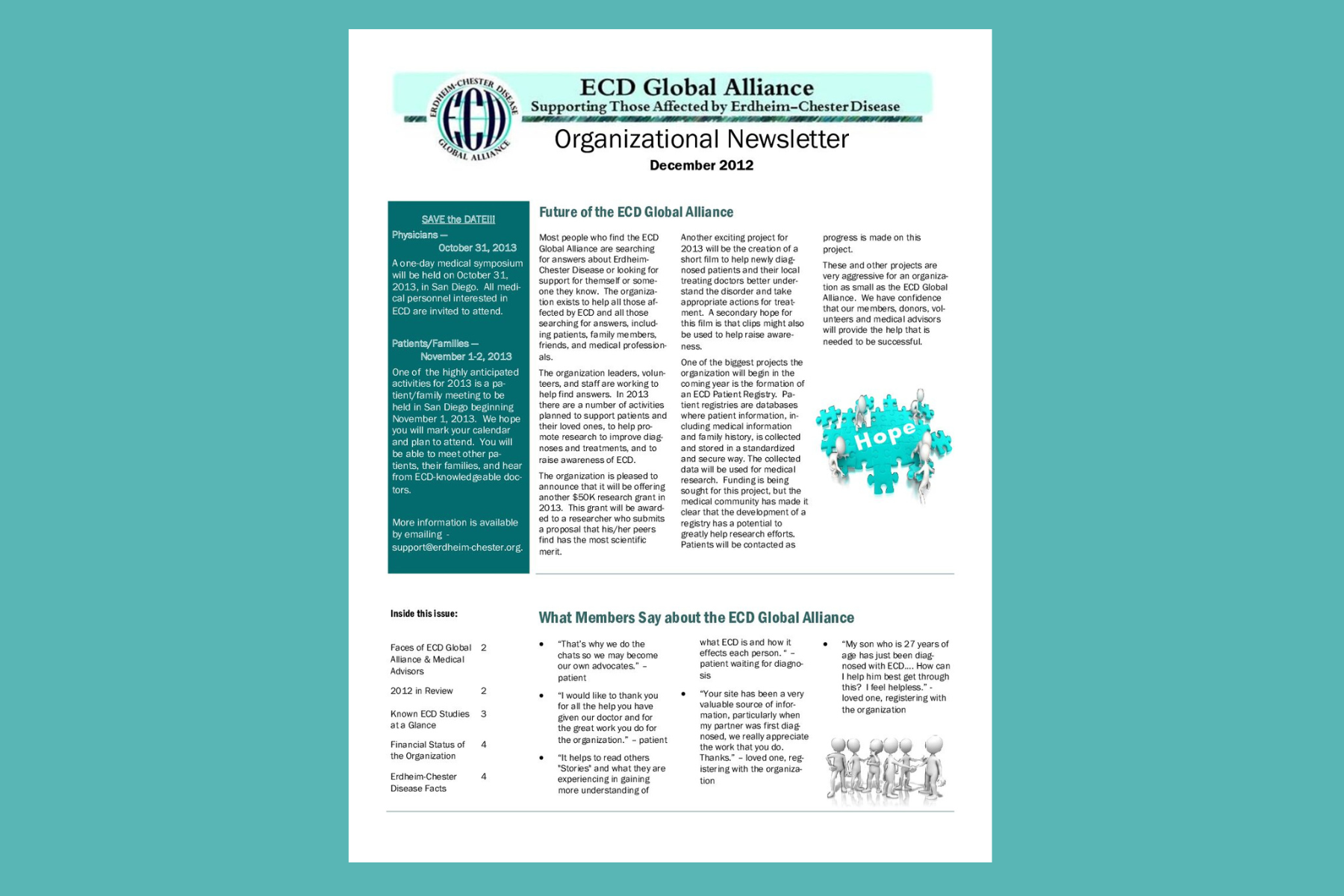 वर्ष-अंत समाचार-पत्र – दिसंबर 2012